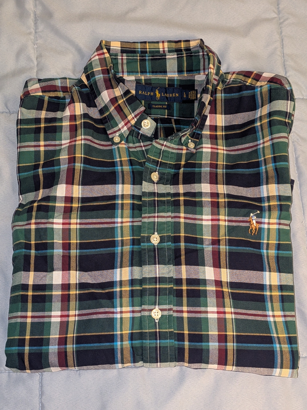 Ralph Lauren Green Navy Plaid Button-Down Shirt